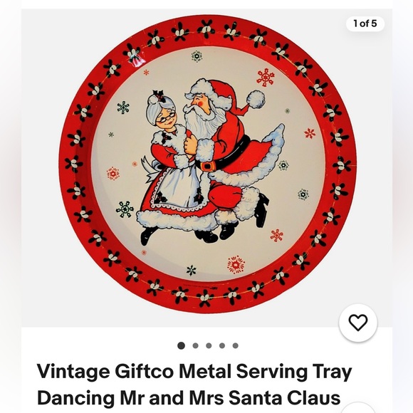 Vintage 1980’s GiftCo Festive Santa Claus Metal Plate Tray - Picture 1 of 9